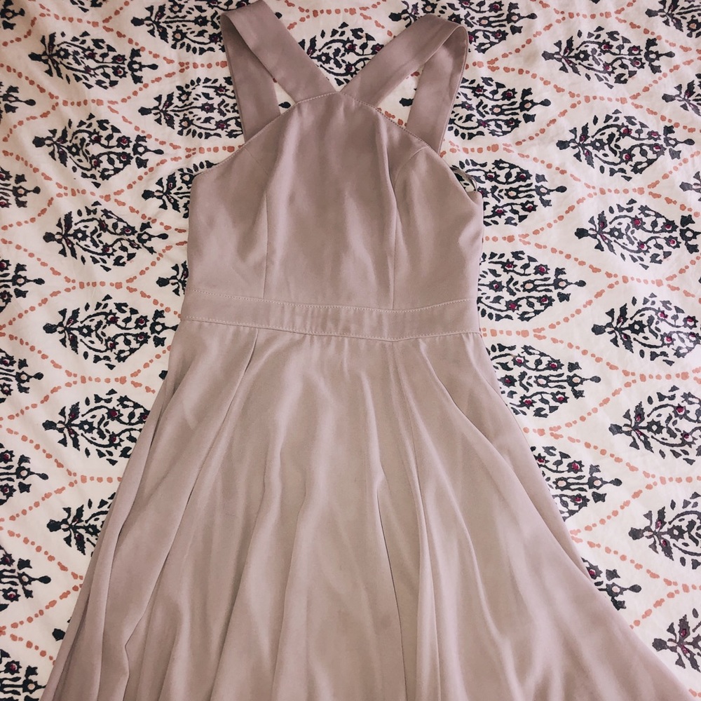 Lulu’s Grey Cross Neck Homecoming Dress